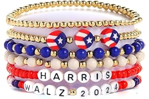 PQJSJDR Kamala Harris 2024 Bracelets, Set of 6 Kamala Harris President Campaign Bracelets, WALZ Bracelets WALZ Campaign Merch for President Election Support Merchandise Bracelet for Women Men