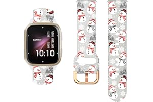 ViCRiOR Christmas Watch Bands Compatible with Gatmin Vivoactive 6/5/3/Venu SQ, Quick Release Soft Silicone Fadeless Pattern Printed Replacement Band for Gatmin Venu sq 2 / sq 2 Music