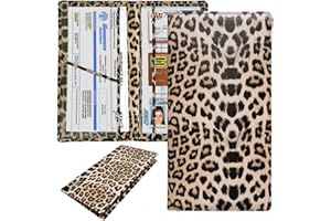 ZYAQUDEC Premium Car Registration and Insurance Holder,Registration Insurance Card Holder of Leopard Print PU Leather Looks Stylish and Special,Glove Box Organizer Makes Your Documents In Order.
