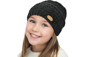 Sukeen Kids Winter Hat Chenille Knit Beanie Hat with Lined for Girls Boys Toddlers Ages 3-8 Warm Skull Caps for Ourdoor
