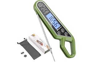 Maestri House Instant Read Meat Thermometer for Cooking, Digital Waterproof Food Thermometer with Backlight, Magnet, Calibration and Foldable Probe for Grill, Kitchen, Baking, BBQ, Candy (Green)