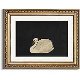 VIYYIEA Gold Framed Wall Art Canvas Print Home Decor Vintage Swan Decoration Grace Swan Art Painting Pictures Rustic Bathroom Wall Decor Animal Farmhouse Artwork for Living Room Bedroom Office 11x14in