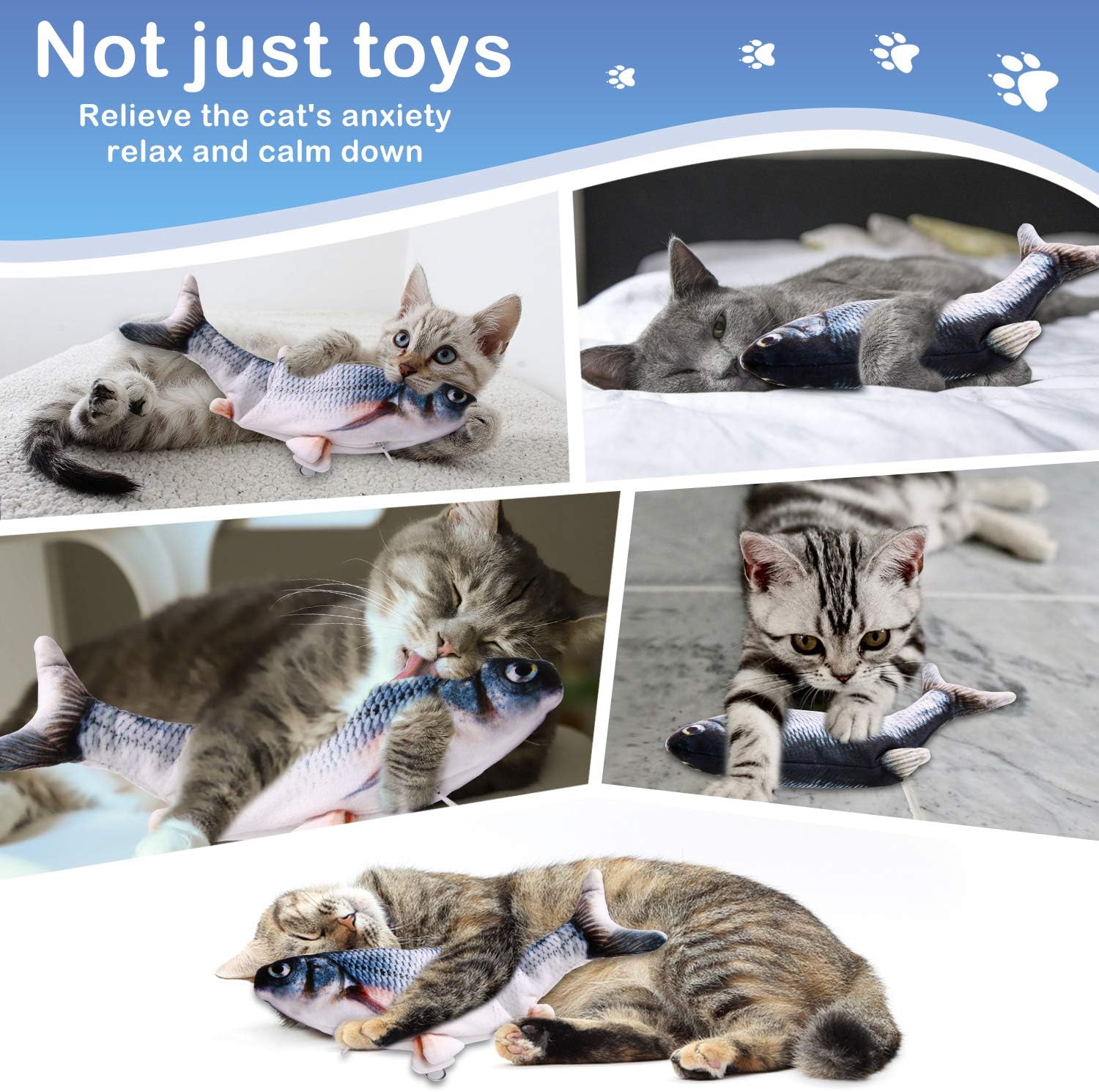 INFINI 10" Electric Moving Kicker Fish Cat Exercise Toy, Realistic Flopping Fish Toy, Wiggle Fish Catnip Toys, Motion Kitten Toy, Plush Interactive Floppy Fish Cats Toys, Flippity Fish Cat Toy : Pet Supplies