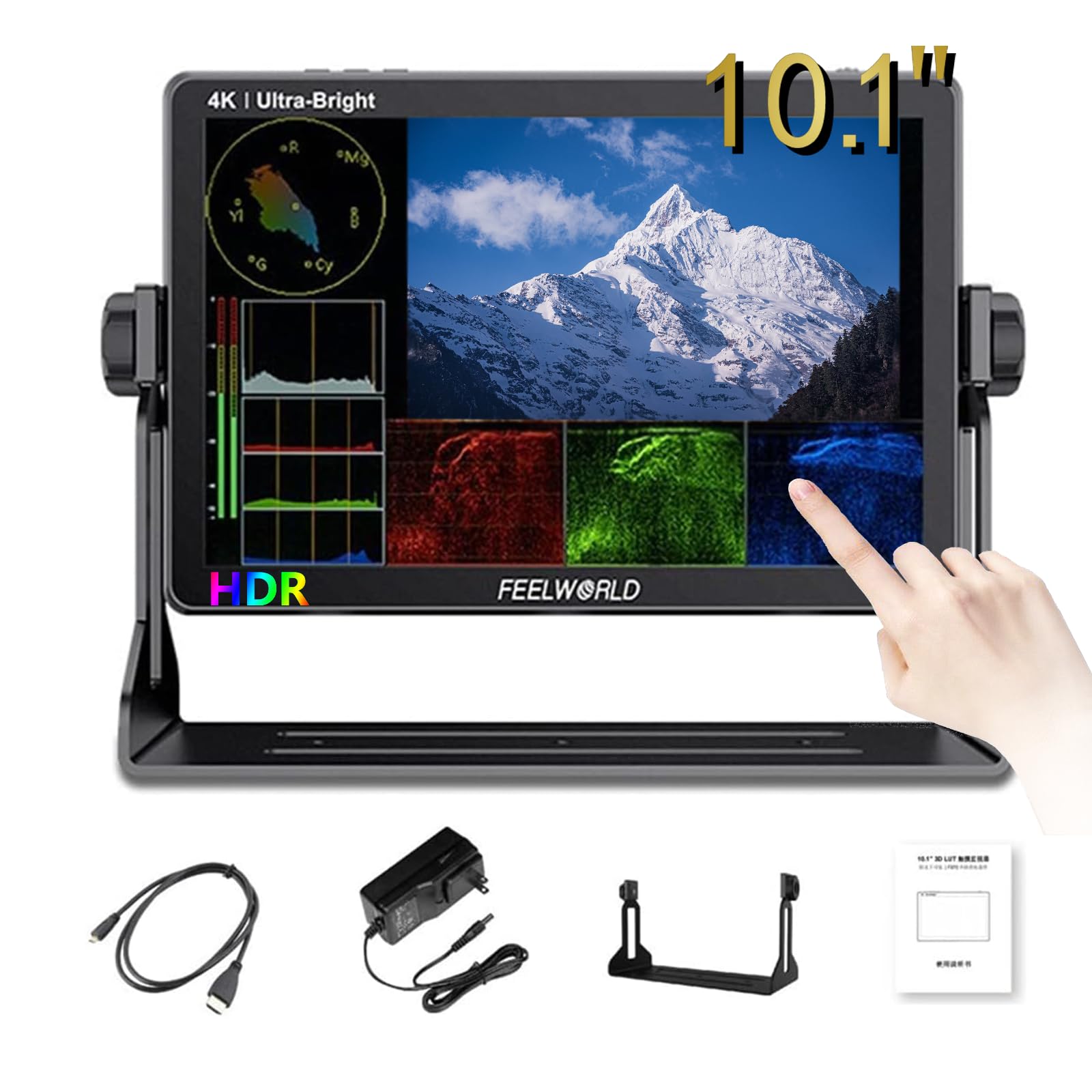 Feelworld LUT11 10.1 Inch Touchscreen DSLR Camera Field Monitor Ultra Brightness 2000nit, 4K HDMI, 1920X1200 IPS Panel Compatible with DJI (HDMI)