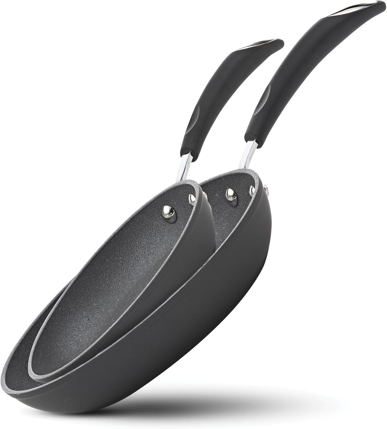 Bialetti Impact, 07556, textured nonstick surface, oil distribution,8 and 10 inch fry pan 2 pack, gray