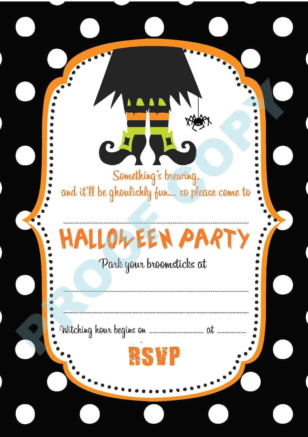 HALLOWEEN 63 polka dot INVITATIONS childrens kids party invites Pack