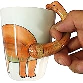 luckyse Dinosaur 3D Ceramic Mug, Long necked dragon Handle Novelty Animal Cup Gift for Christmas, Thanksgiving Day, Mother's Day, Father's Day (Dinosaur)