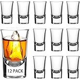 Ruckae 12 Pack 1 OZ Shot Glasses Set with Heavy Base Clear Shot Glasses Bulk for Vodka Tequila Whiskey Liquor