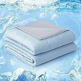 EASELAND Cooling Comforter King, Cold Touch Fabric Absorbs Body Heat, Double-Sided Cool Design Soft Fluffy Cooling Blanket for Night Sweats Hot Sleeper (Blue, King(108"X90"))