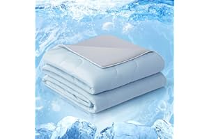 EASELAND Cooling Comforter King, Cold Touch Fabric Absorbs Body Heat, Double-Sided Cool Design Soft Fluffy Cooling Blanket for Night Sweats Hot Sleeper (Blue, King(108"X90"))