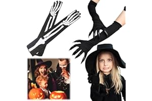 Asphodelia 2PCS Gloves Halloween,Halloween Costume Paw Gloves with Sharp Nail and Skeleton Full Finger Wrist Bone Gloves for 
