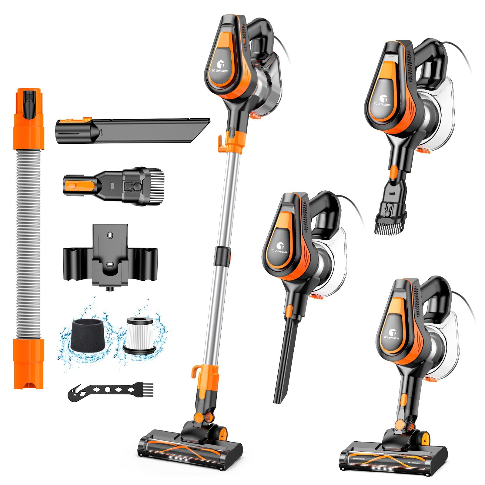 Photo 1 of TC-JUNESUN 23Ft Corded Vacuum Cleaner, 600W Powerful Self-Standing Stick Vacuum for Home with 20Kpa Suction, 2 Speeds Lightweight Household Vacuum Cleaner for Carpet,Hardwood Floors and Pet Hair