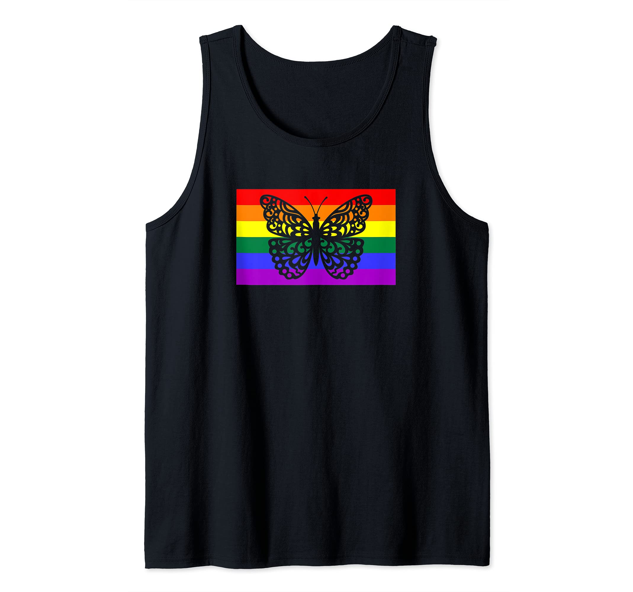 Cute Monarch Butterfly Garden LGBTQ Gay Pride Flag Stuff Art Tank Top