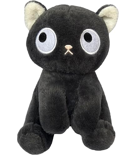 Oreiller Peluche Chat Noir 50cm - Jouet Doux Kawaii, Coussin Câlin Pour Enfant Dès 3 Ans Et Décoration Chambre