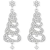 BriLove Christmas Earrings for Women Shiny Rhinestone Christmas Tree Dangle Earring Xmas Festival Decor Holiday Party Jewelry Gift