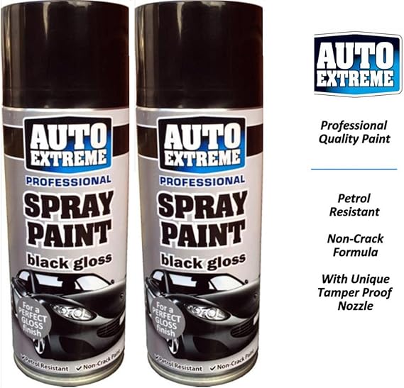 Professional Auto Extreme Black Gloss Spray Paint Petrol Resistant Non