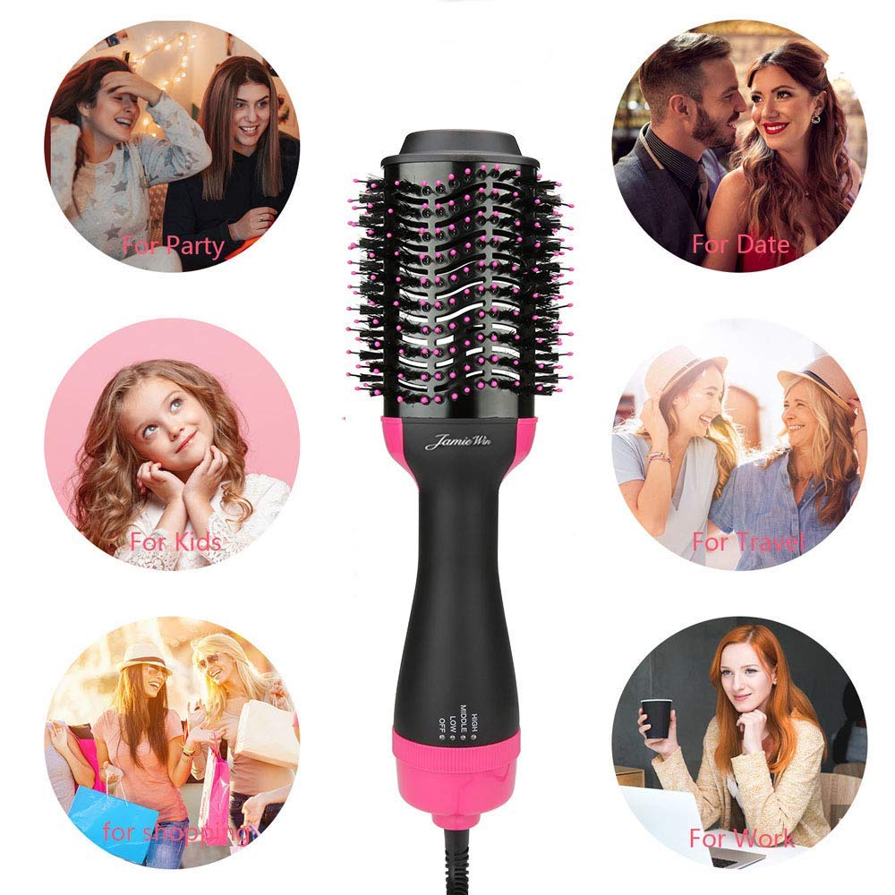 Hair Dryer Brush Hot Air Brush - 4 in 1 Hair Dryer and Volumizer Brush Negative Ionic Salon Hair Straightener and Curler Hot Hair Comb Styling Brush : Beauty