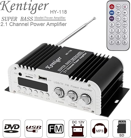 Amazon Co Jp カーオーディオ ハイパワーアンプ 2 1ch スーパーバス Hi Fiプレーヤー Sd Usb Dvd Mp3対応 リモコン付き 車 オートバイ 家庭用 家電 カメラ