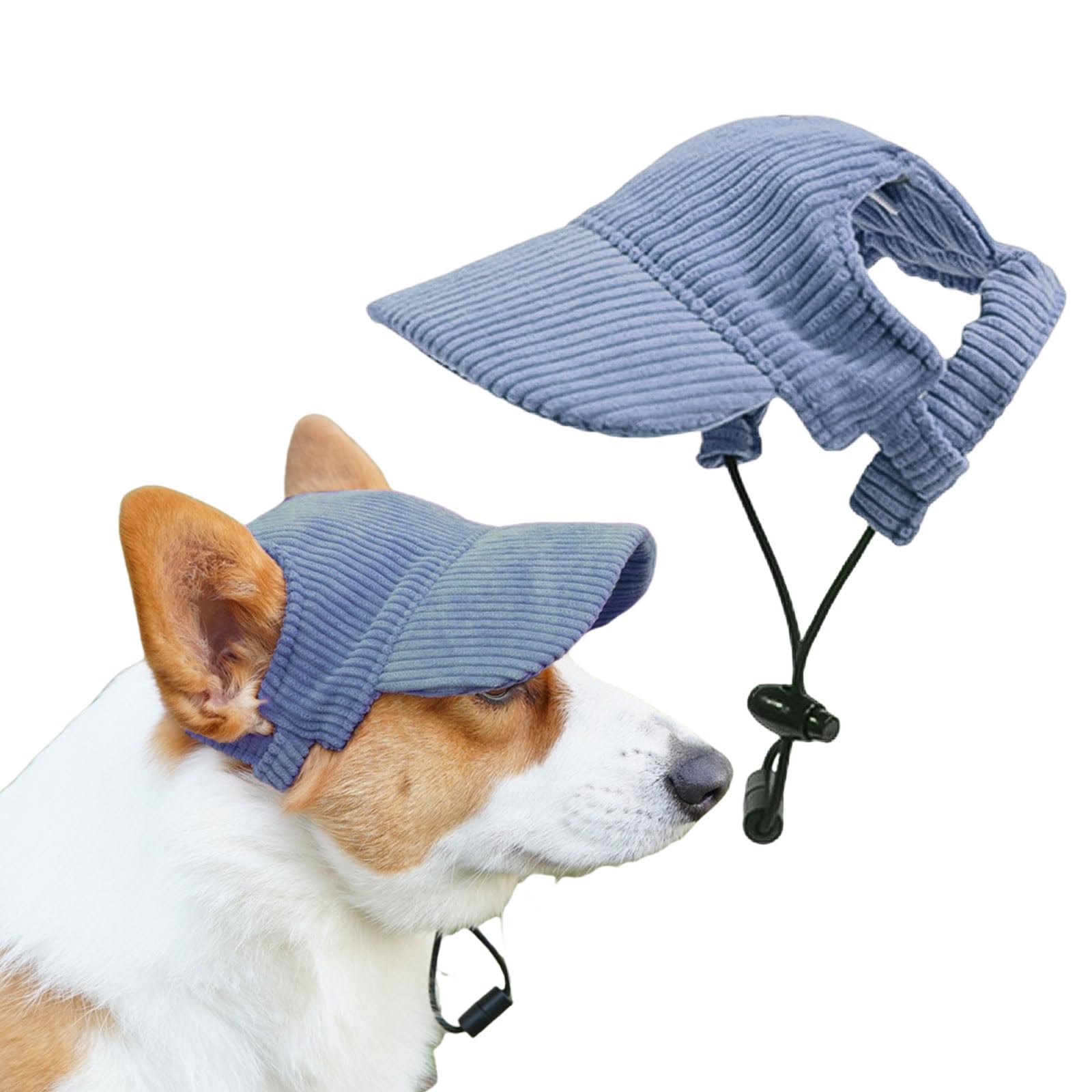 Dog Baseball Cap, Summer Dog Sun Protection Hat Adjustable Pet Cat Dog Baseball Hat Visor Cap with Ear Holes for Puppy Small Medium Large Dogs (Blue, M)