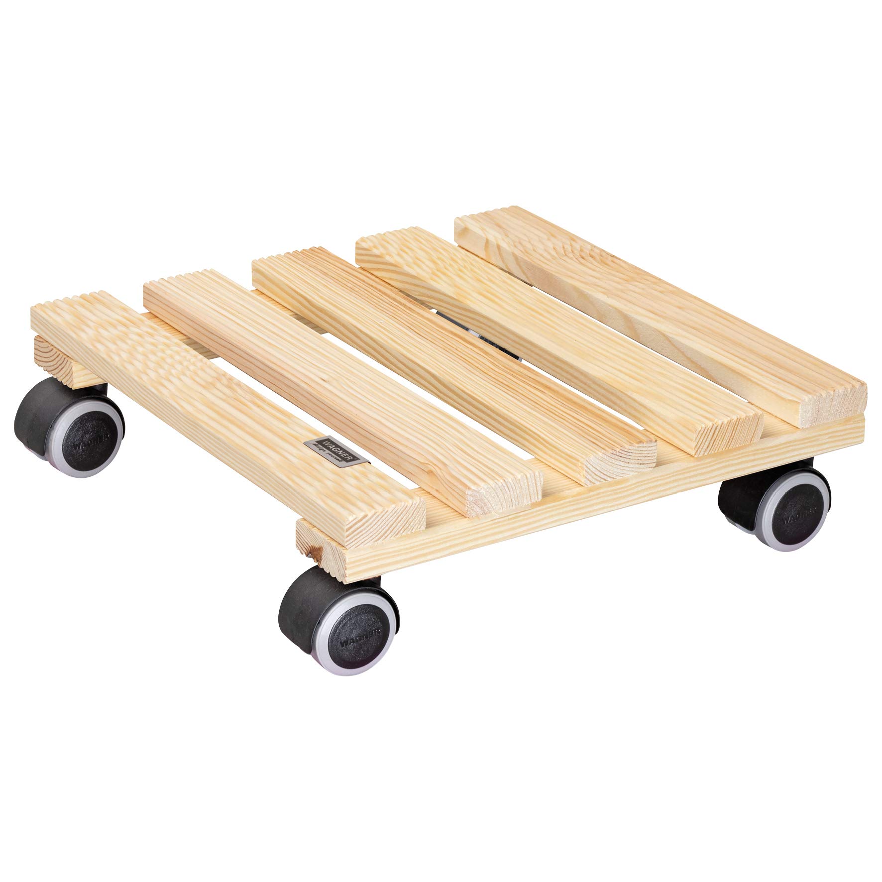 WAGNER Plant trolley COUNTRY 28 x 28 x 8 cm I Flower trolley for indoor I Non-slip board I Made of FSC®-certificated solid wood, nature I Soft castors I Load capacity 100 kg I Made in EU - 20020101