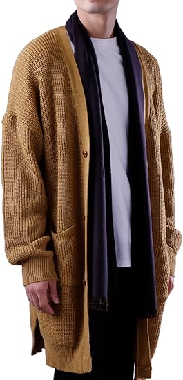 Amazon モノマート Mono Mart ロング丈 アゼアミ ローゲージニット ガウン カーディガン ロングカーディガン ビッグシルエット メンズ キャメル フリーサイズ カーディガン 通販