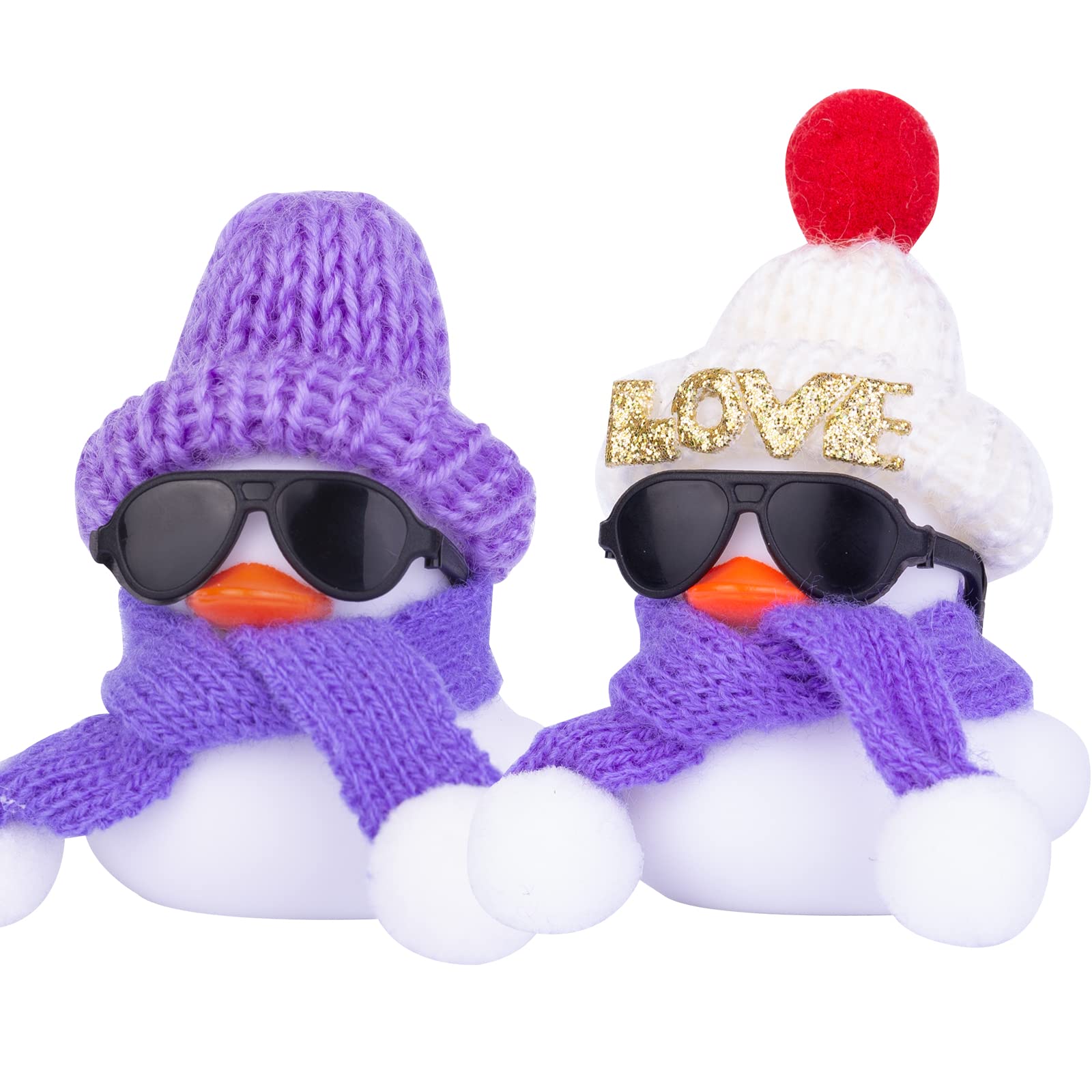 MuMyer Rubber Duck Car Ornaments 2Pack Duck Car Dashboard Decorations for Christmas Decor and Home Decorations with Mini Hat Necklace and Sunglasses