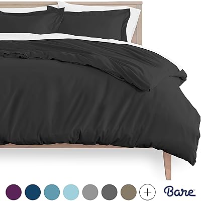 Bare Home Duvet Cover & Sham Set Twin XL, Charcoal Microfiber