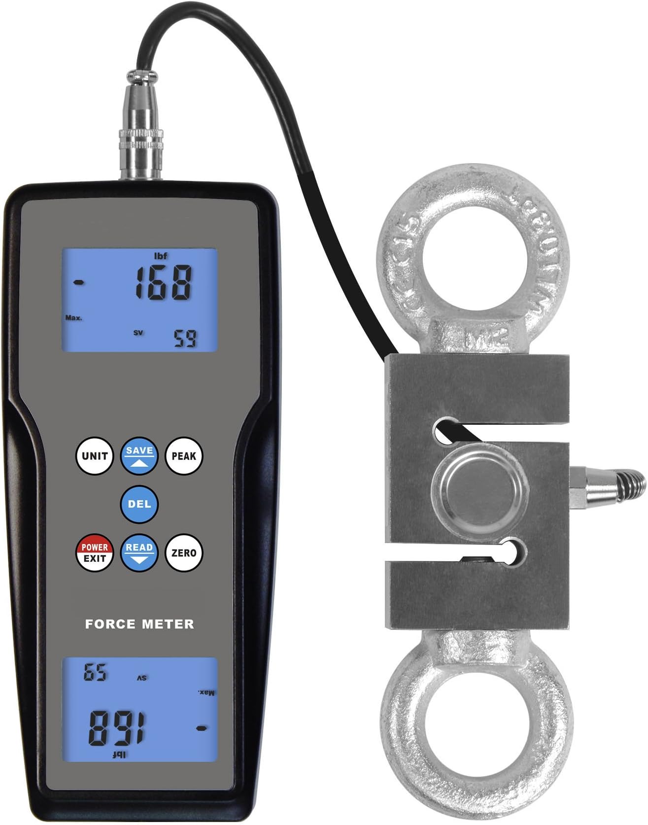 CNYST Force Gauge Push Pull Tester Meter with External Sensor Max Force Range 1000 kgf/9800N/2200 Lbf LCD Display Data Memory