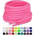 Puzeam 2 Pairs Oval Athletic Shoelaces 30 Colors 1/4" Half Round Shoe Laces for Sneakers