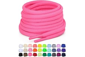 Puzeam 2 Pairs Oval Athletic Shoelaces 30 Colors 1/4" Half Round Shoe Laces for Sneakers