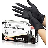 Schneider Black Nitrile Gloves, Powder Free, Disposable Gloves Latex Free for Medical Exam, Food Prep & Cleaning