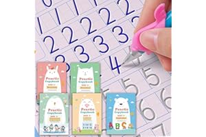 QMUBOT Magic Practice Copybook, Reusable Writing Practice Book, for Preschool Kids Age 3-8 ​Calligraphy 7.8in×5.5in(5 Books with Pens)