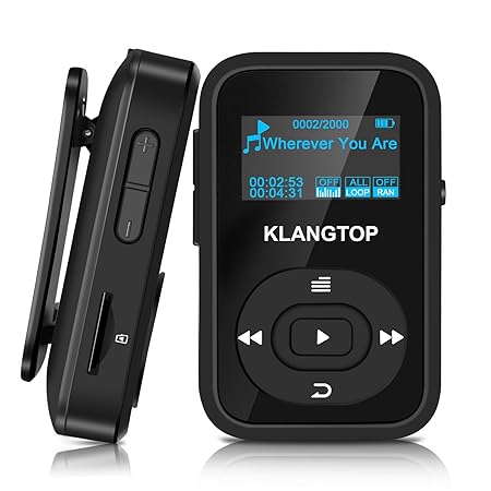KLANGTOP MP3 Player Sport Bluetooth Mini Musik Player 8G mit Clip 30 Stunden Wiedergabe FM Aufzeichnung