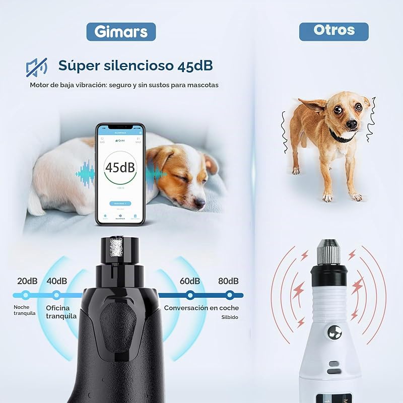 Lima de unhas elétrica para cães, cortador de unhas elétrico ajustável de 6 velocidades, corta-unhas elétrico para cães com luz LED, lima de unhas recarregável de 3 portas para cães laranja