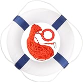 Calvana 20" Foam Life Preserver Ring with 98.4ft Floating Lifesaving Rope, Throwable Flotation Device, Pool Safety Float, for Buoy and Swimming Decoration, Boat Safety Equipment
