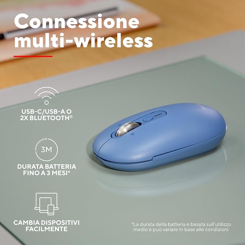 Seron Mouse Wireless con Rotellina Ultra Rapida, Blu