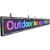 P10 Outdoor Led Sign Programmable Scrolling Digital Display Screen Message Board Bar Custom WiFi Control Store Advertising Open Sign for Businesses Electronic Full Color Word Light (115"x14")