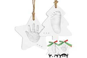 KEABABIES Baby Hand and Footprint Kit - Personalized Baby First Christmas Ornament, Newborn Footprint Ornament Keepsake, Easy DIY Dog Paw Print Kit, Newborn Christmas Gifts for Boys, Girls, New Mom (Christmas)