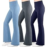 BIG ELEPHANT Girl's Flare Leggings with Pockets, Kids Bootcut Yoga Pants, High Waisted Bell Bottoms for Dance