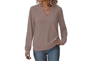 MISFAY Women's Sweatshirt Long Sleeve Fashion V Neck Shirts Casual Lightweight Pullover Tops