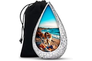 Remembrate Cat Ashes Urn Memorial Remains - Blue Cremation Urns for Human Ash Adult Men - Ocean Funerary Urns, Teardrop - Lar