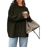 Okiwam Women's Oversized Sweaters Crewneck Cable Knit Pullover Casual Loose Fall Outfits Spring Fashion Clothes 2026