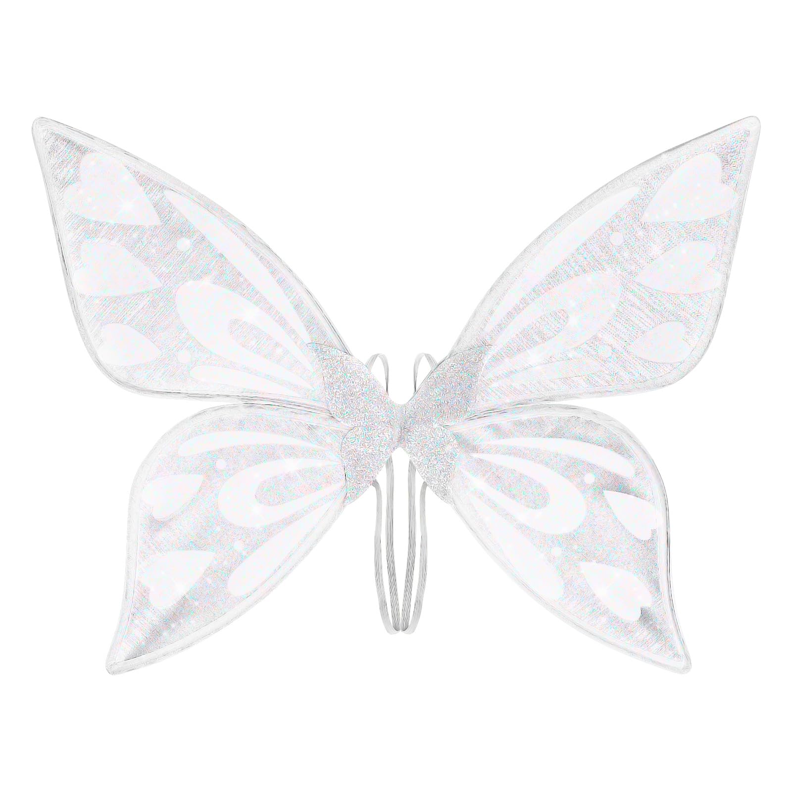 Vibbang Butterfly Fairy Wings for Adult, Butterfly Wings for Women Girls, Sparkle Angel Wings Dress Up Party Favor, Fairy Princess Wings, Halloween Christmas Fairy Costume Fancy Dress (White)