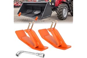 UTVJATV 2PCS Tractor Bucket Protector Skid Edge Anti-Skid Protector with Double Lock Nuts and Bolts Ski Edge Protector for Snow Leaves Removal, Spreading Gravel (Orange)
