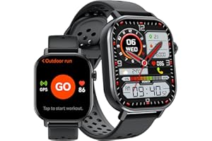 uaue GPS Smart Watch for Men, Fitness Tracker with 178+ Sports Modes, Fitness Watch with 2.06" AMOLED Touchscreen, Heart Rate/Sleep Monitor, IP68 Waterproof, Notifications for Android iOS