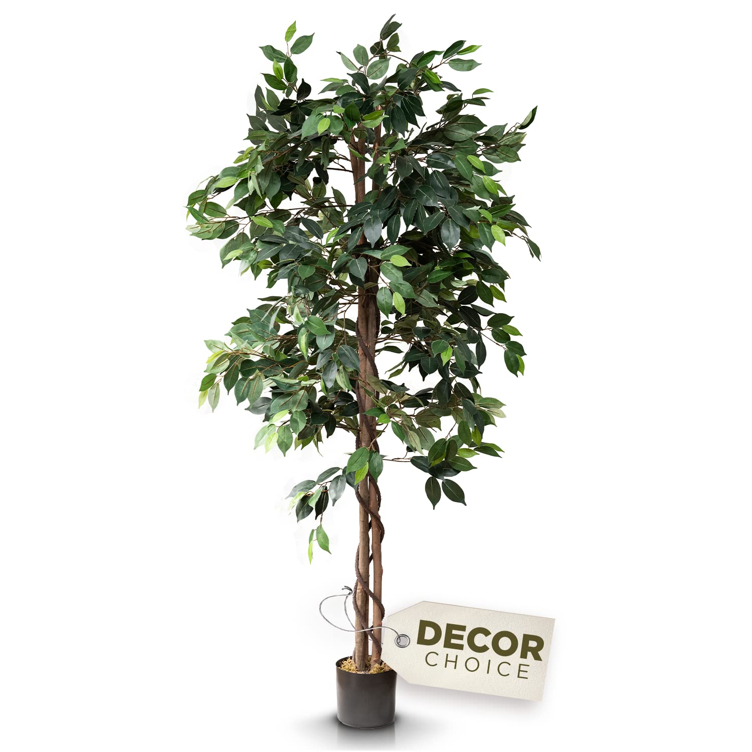 Photo 1 of FOREVER LEAF Artificial Tree - 6 Feet Tall, Green, Plastic, Indoor Decor, Ficus Style