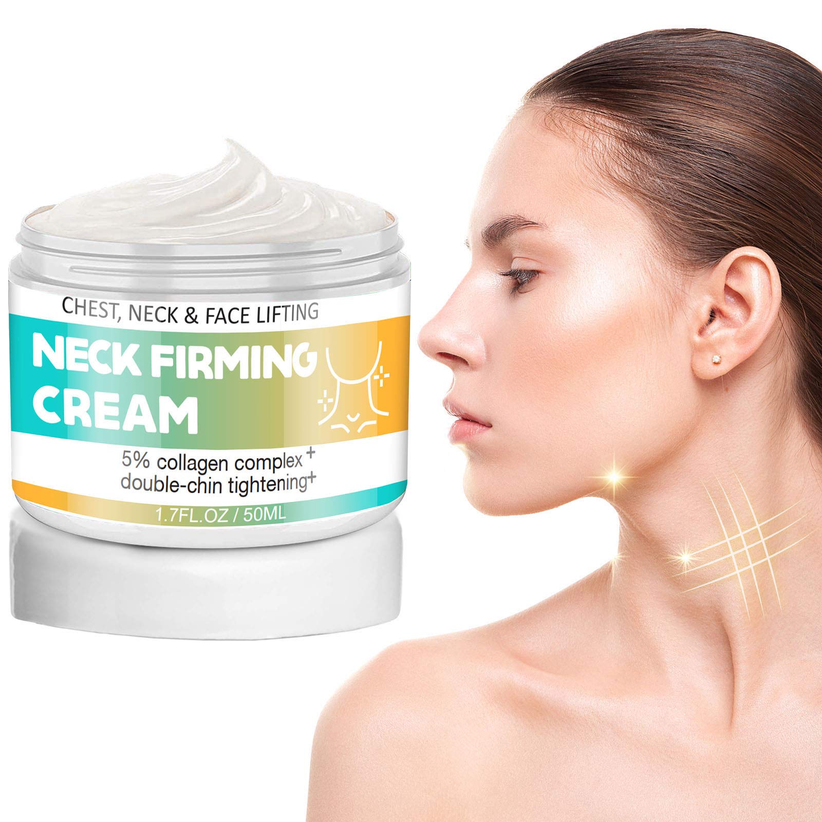 Neck Firming Cream, Neck Cream Anti Aging Moisturizer for Neck & Décolleté Saggy Neck Tightener & Double Chin Reducer Cream, 1.7 fl oz