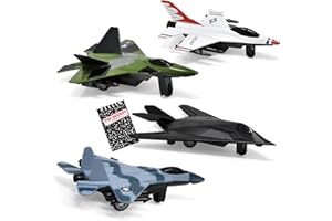 US Air Force Toy Jet Die Cast Squadron Military Fighter Planes Pull Back Airplane Models 4 Pack with Top Secret Confidential Notebook