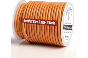 DECOBUY Leather Cord for Jewelry Making, Round Cording 3 mm Rope, 11 Yards Used for Crafts, Necklace String, Braiding -Distressed Saddle