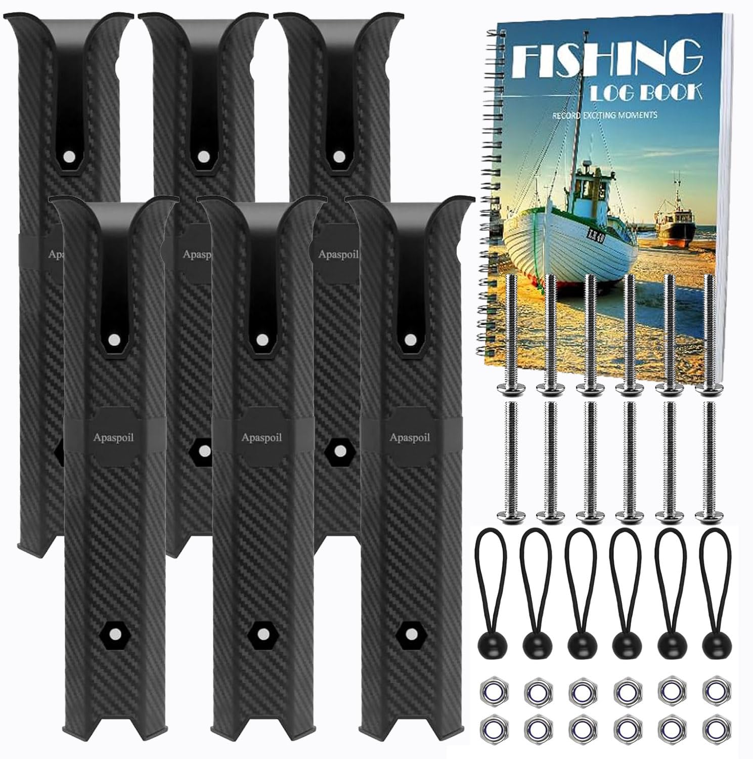 Photo 1 of Fishing Rod Holder Bracket with Fishing Log Book,Wall Mounted Kayak Fishing Pole Holder Tube Racks with Screws - 6 Pcs